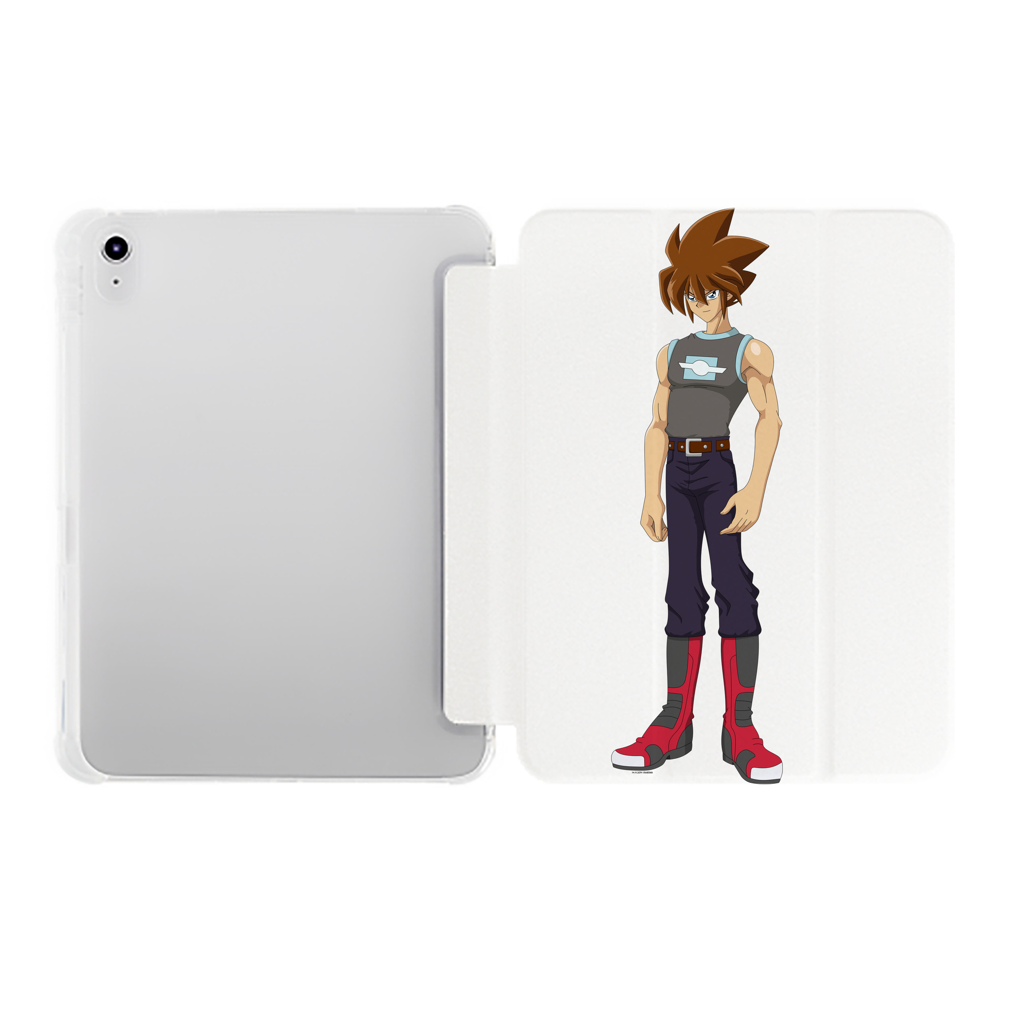 （画像用） 遊☆戯☆王 Yu-Gi-Oh! IPad ケース ペン収納付き 三つ折りスタンド PUレザー×シリコン 対応機種9.5/10.5/10.9インチ